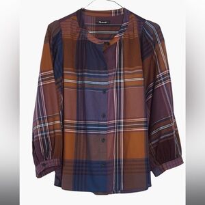 Madewell Plaid Peasant Top